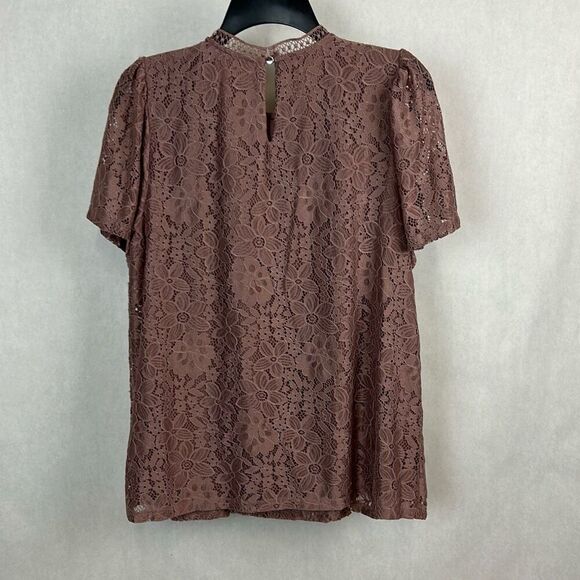 Cable & Gauge Short Sleeved Lace Blouse Top Shirt Sz Large Short Sleeve Dressy - Picture 3 of 8